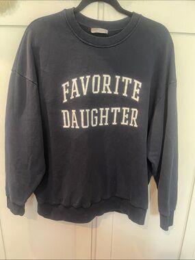 Favorite Daughter Navy Sweatshirt with White Block Letters